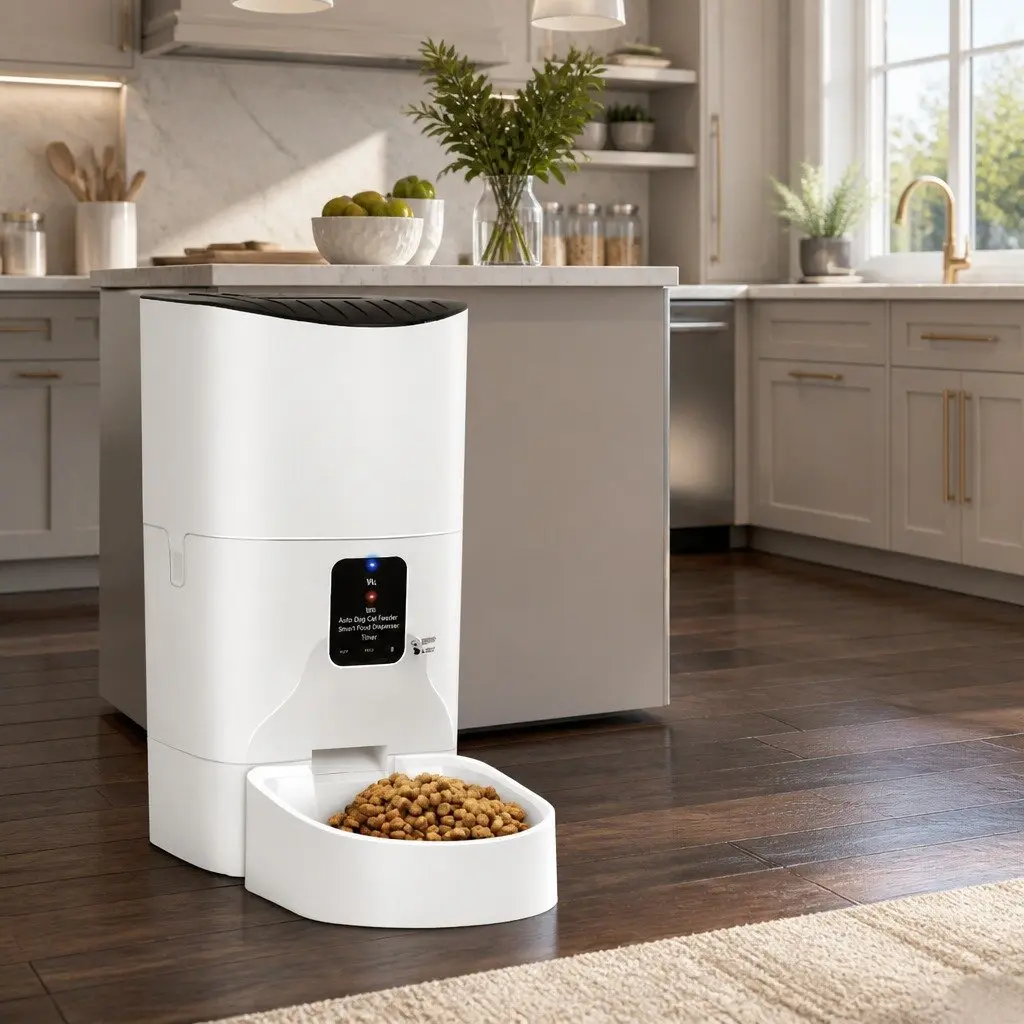 Automatic Pet Feeder ABS Plastic 9L White