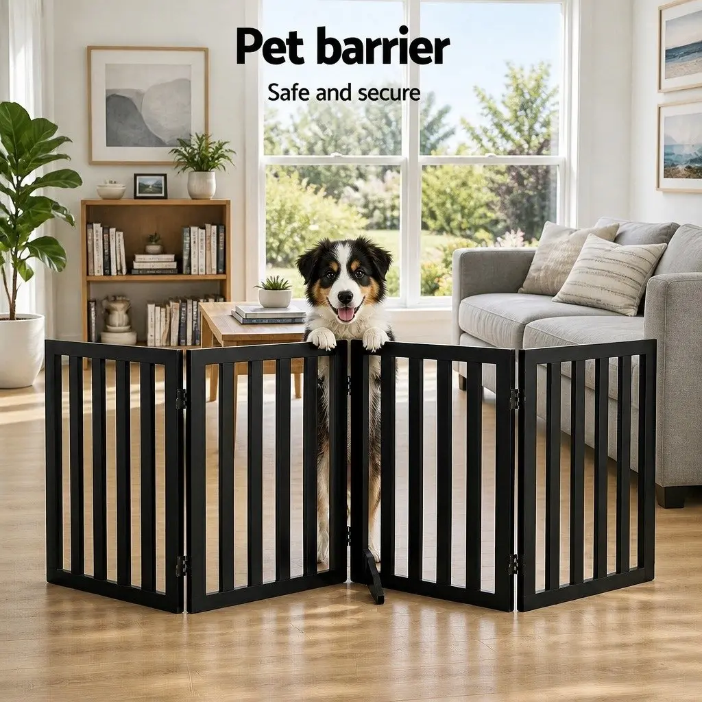 Dog Playpen MDF 4 Panels Black