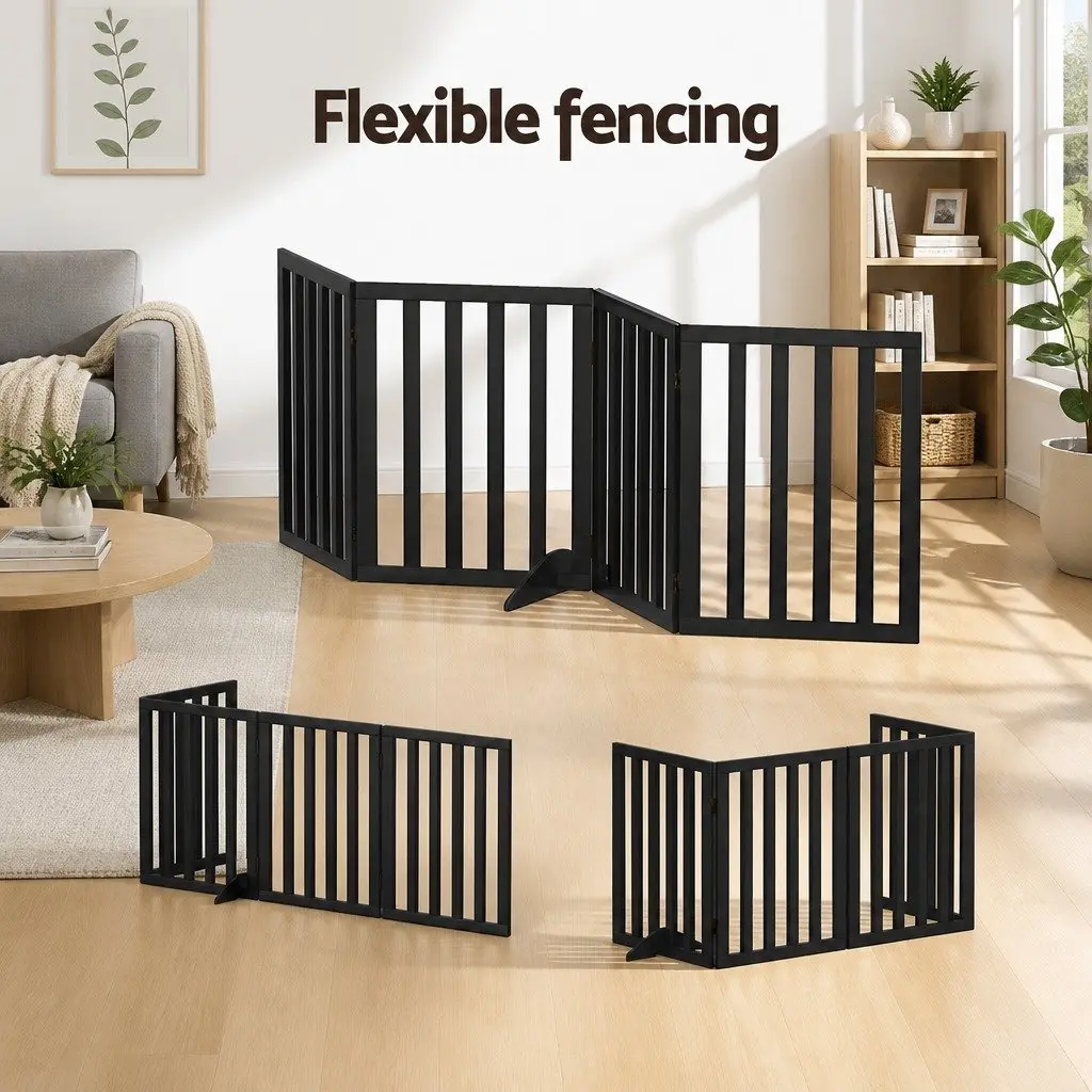 Dog Playpen MDF 4 Panels Black