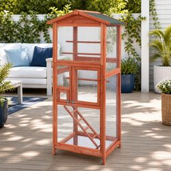 Large Bird Cage Aviary 72cm x 60cm x 168cm Wooden Parrot Canary Travel Pet