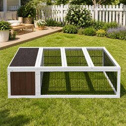 Rabbit Hutch 124cm Outdoor Wooden Cage House Large Run Small Animal Pet Habitat