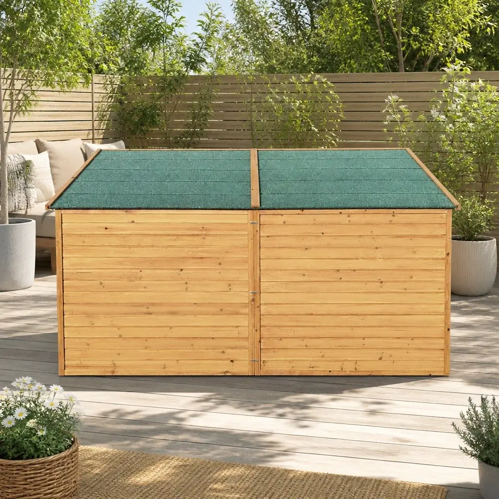 Dog Kennel Extra Large Fir Wood Outdoor Brown Cabin Shelter