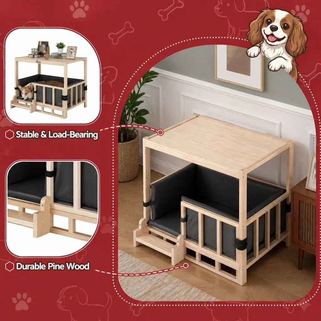 Dog Kennel Crate with Tabletop Space