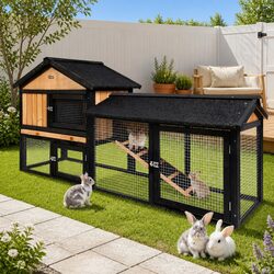 Premium Wooden Chicken Coop Rabbit Hutch with Large Run 165cm