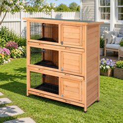 Durable 3-Tier Wooden Rabbit Hutch and Chicken Coop