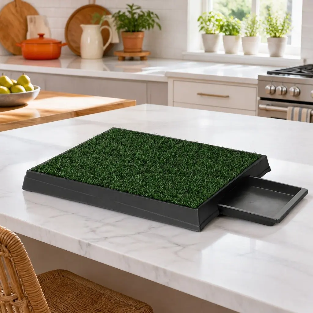 Portable Dog Training Pad with Durable Grass Mat 2pk