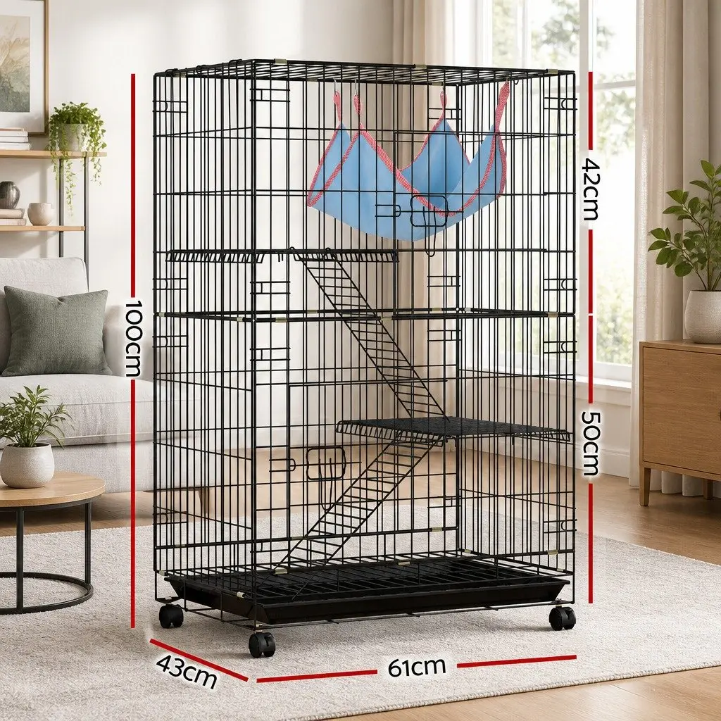 Small Animal Cage Powder-coated Wrought Iron 100cm Black