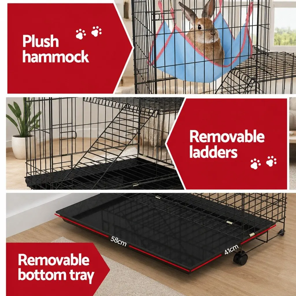 Small Animal Cage Powder-coated Wrought Iron 100cm Black
