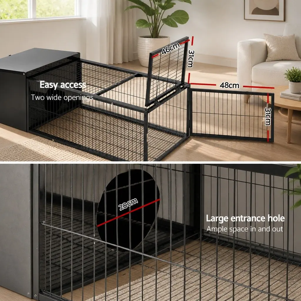 Rabbit Hutch Cage Metal Frame 122x52cm Black
