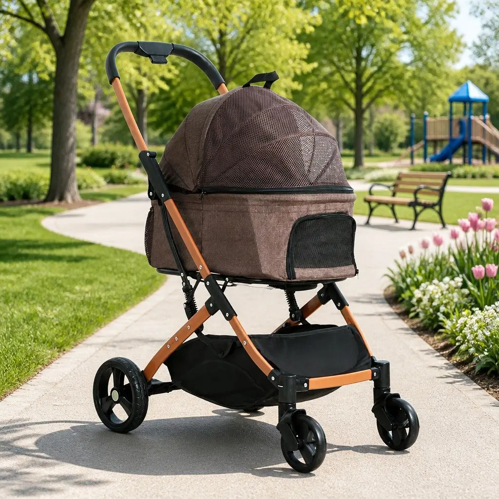3-in-1 Pet Stroller and Carrier in Brown
