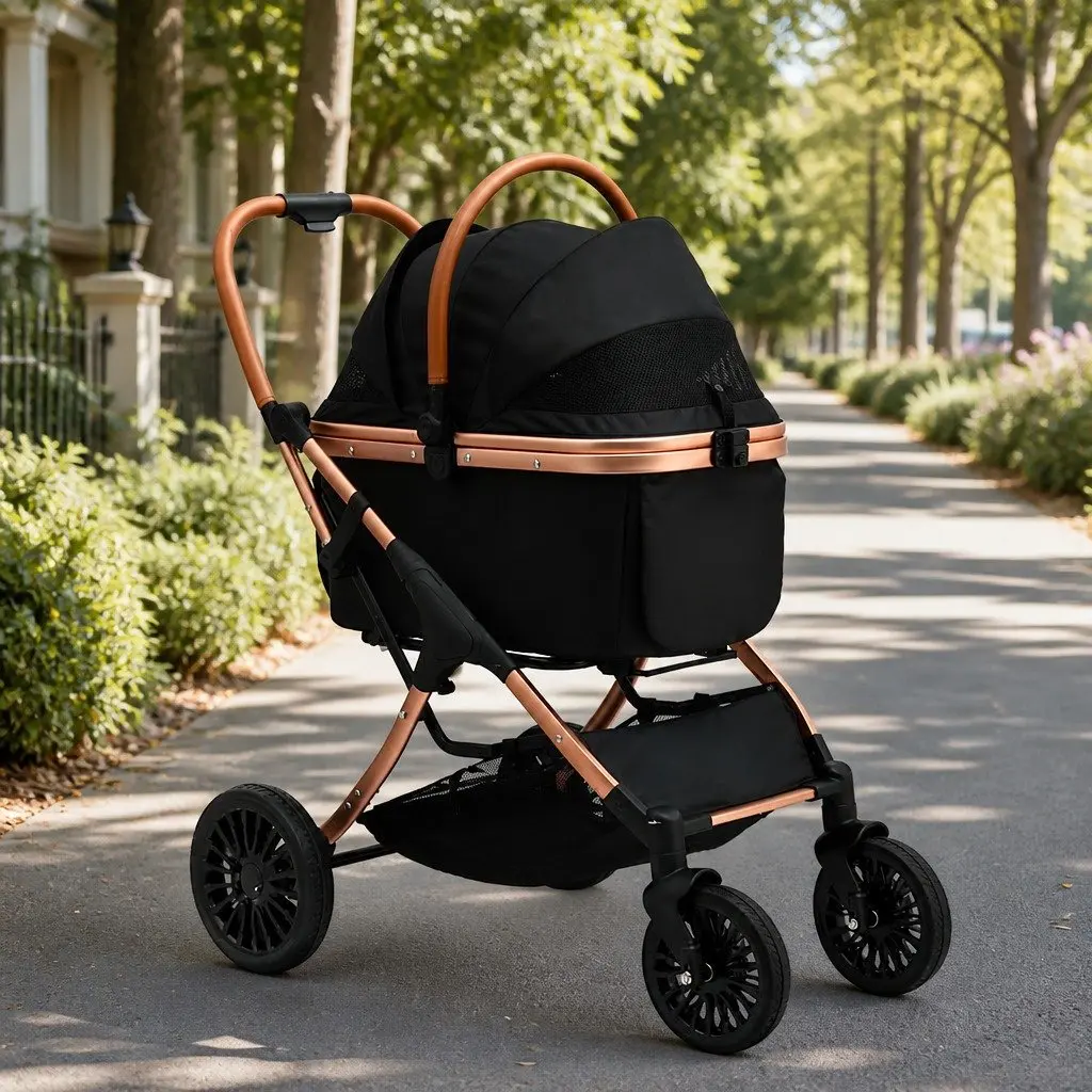 Pet Dog Stroller Foldable Travel Pushchair Black