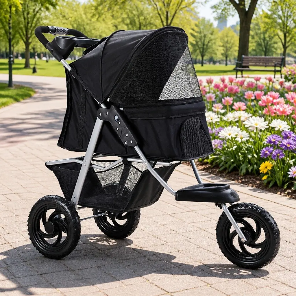 Pet Stroller with Elevated Viewing Area