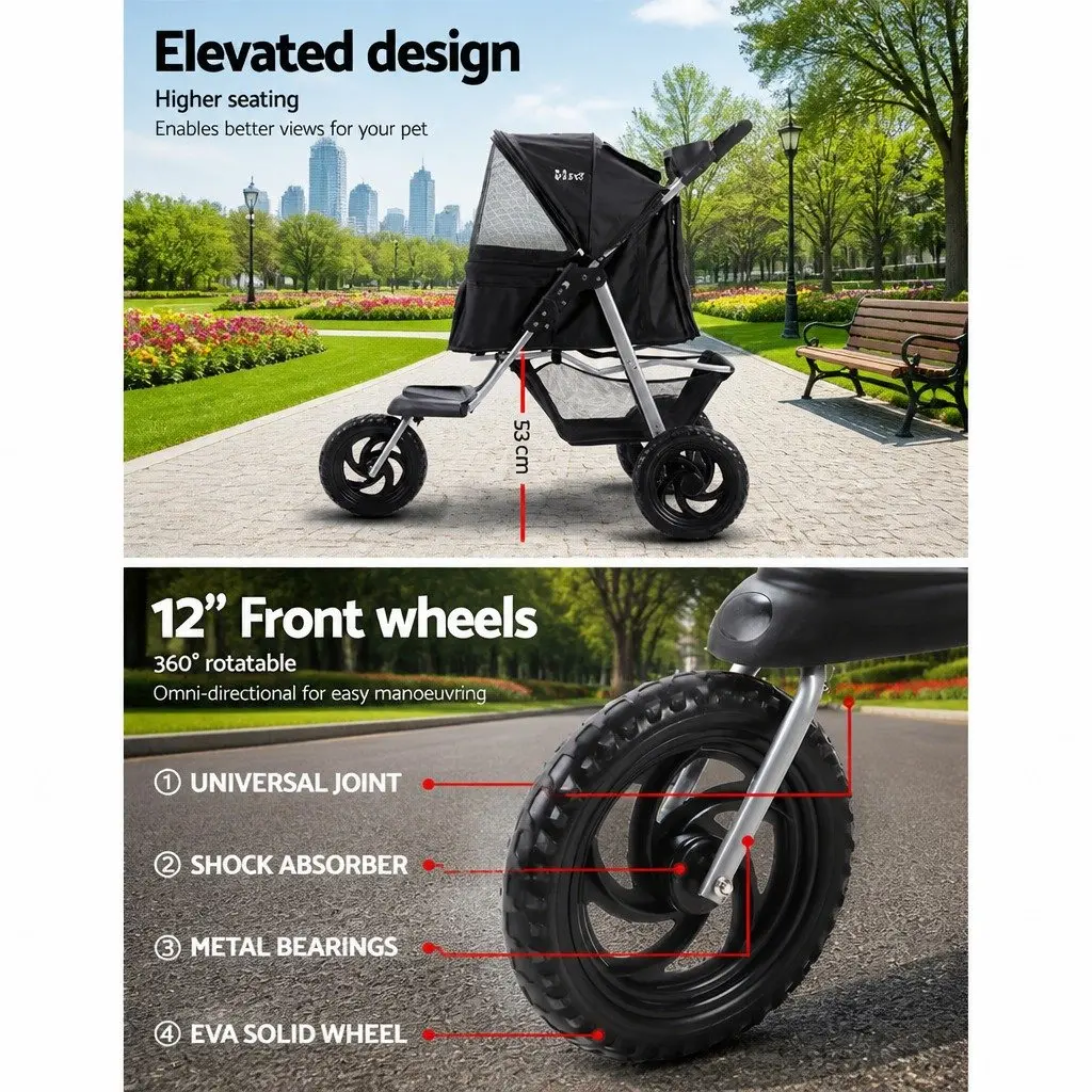 Pet Stroller with Elevated Viewing Area
