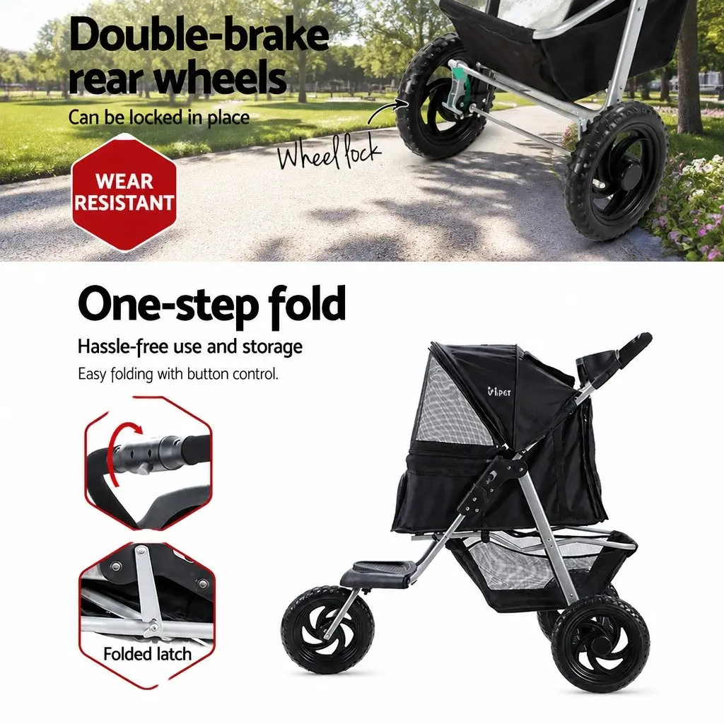 Pet Stroller with Elevated Viewing Area