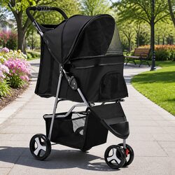 Durable 3-Wheel Pet Stroller for Small Animals