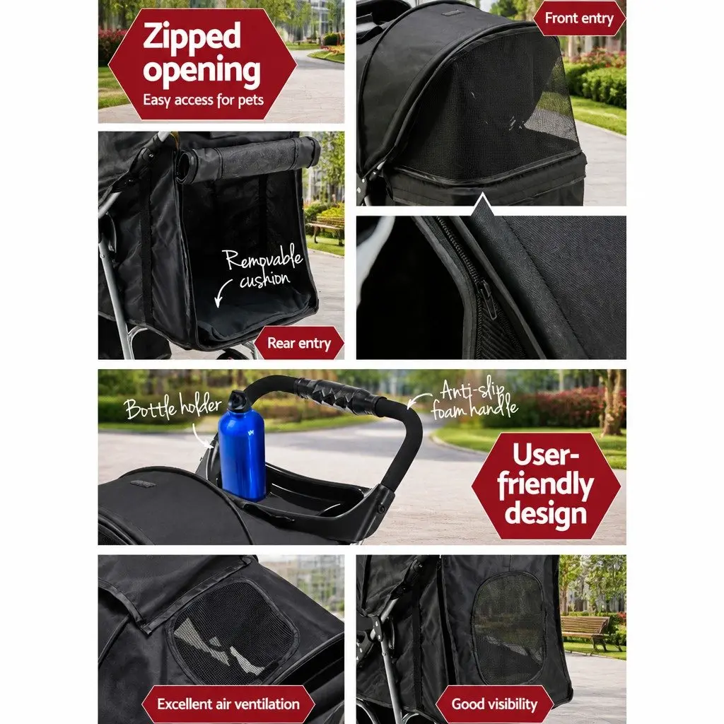 3-Wheel Pet Stroller for Small Animals
