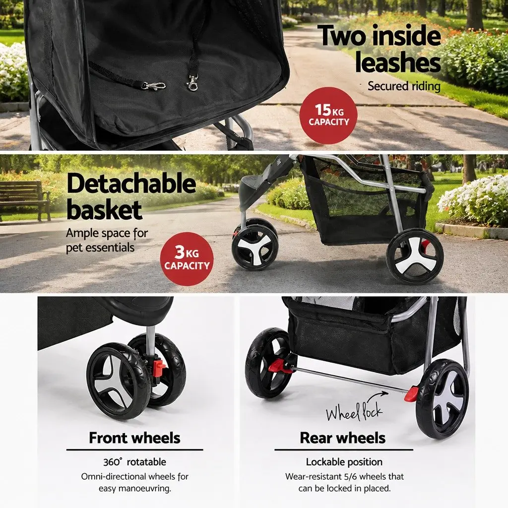 3-Wheel Pet Stroller for Small Animals