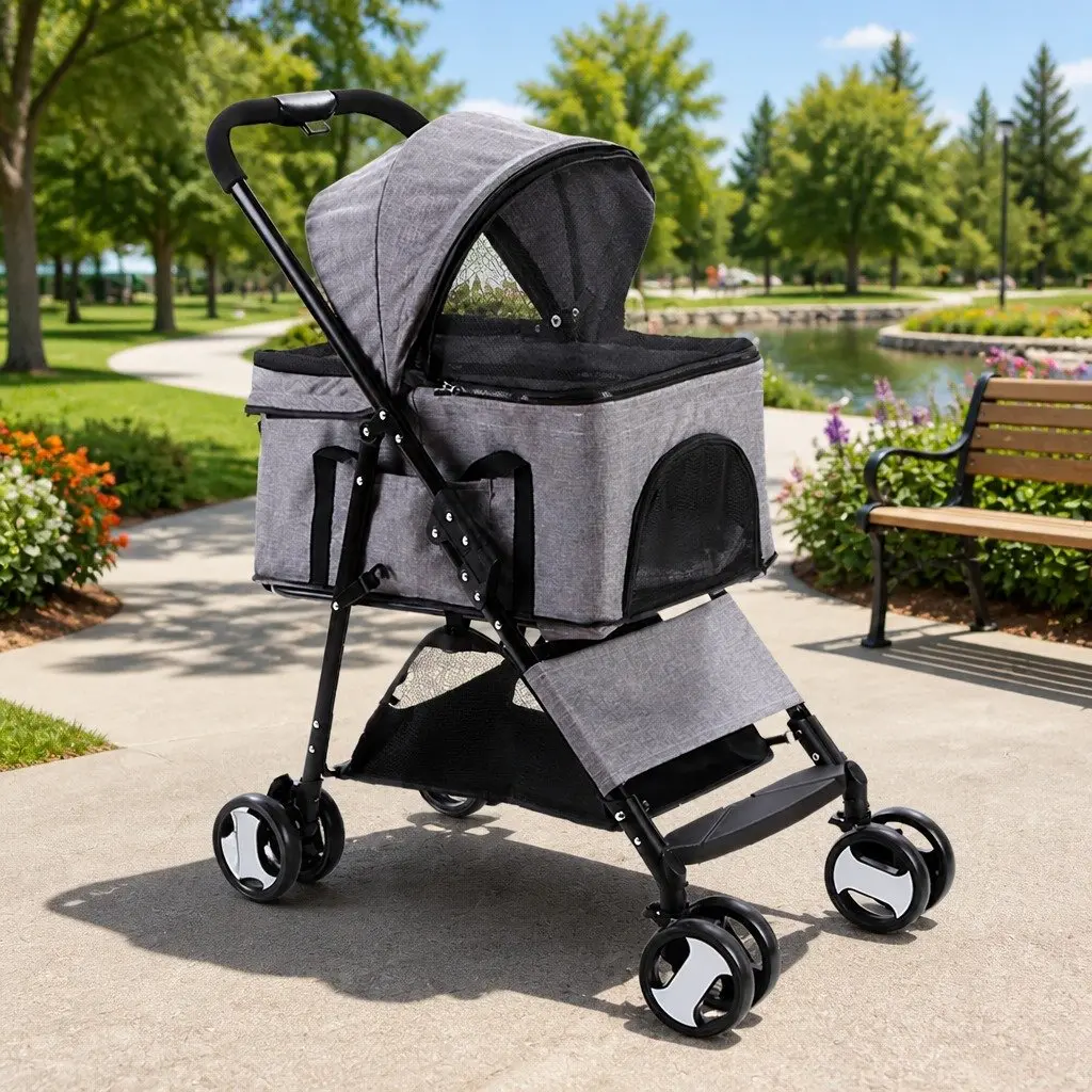 Pet Stroller Powder-coated Steel 84cm x 48cm x 99cm Grey
