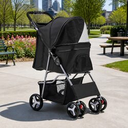 Durable 4 Wheel Pet Stroller for Small Dogs and Cats