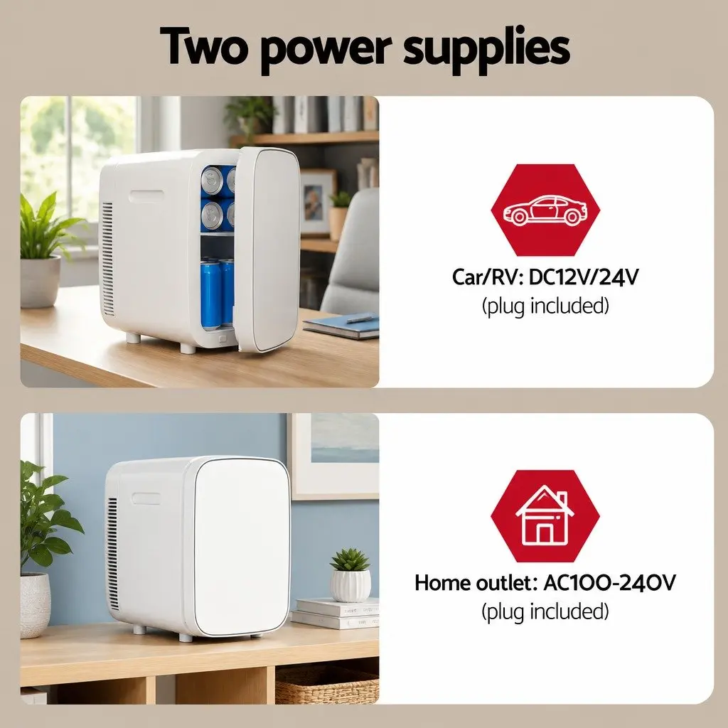 Portable Mini Fridge Compact Electric Cooler Warmer Dual Function 12V 220V White