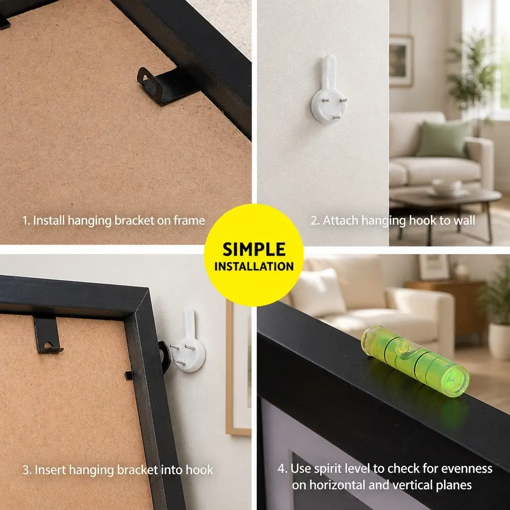 Photo Frame Set Polymer Multiple Sizes Black 3.5x5 4x6 5x7 8x10 Wall Art Display