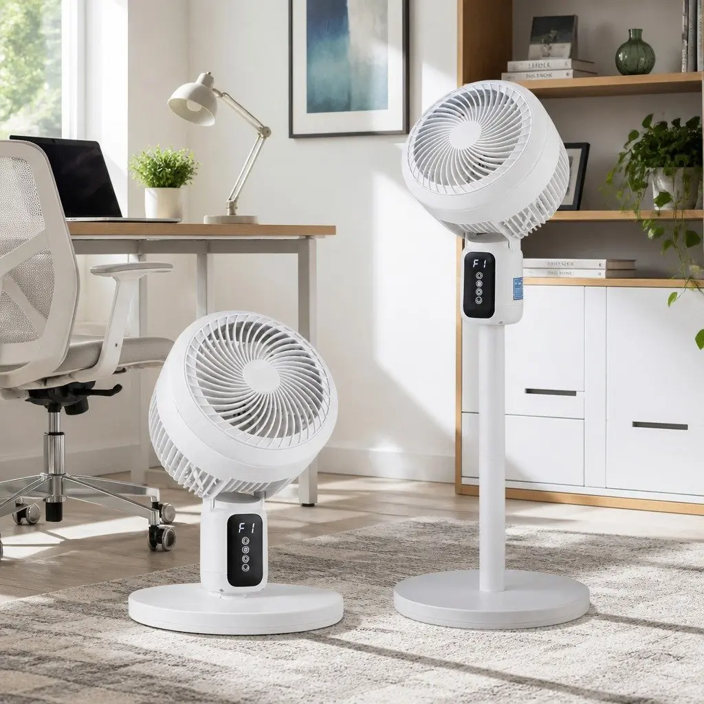 Pedestal Fan Adjustable Height Remote Control 3 Speed White