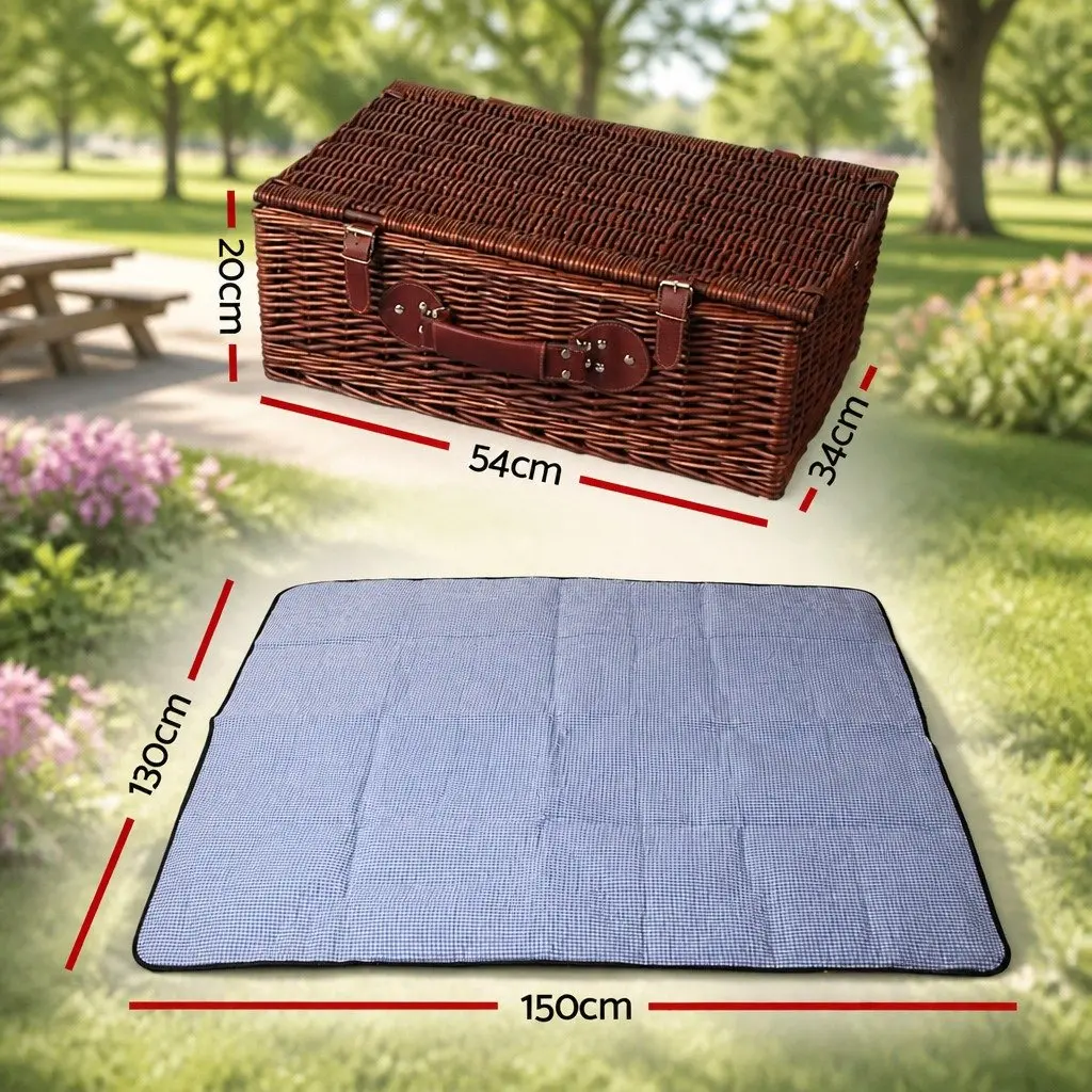 4 Person Picnic Basket Set with Insulated Cooler