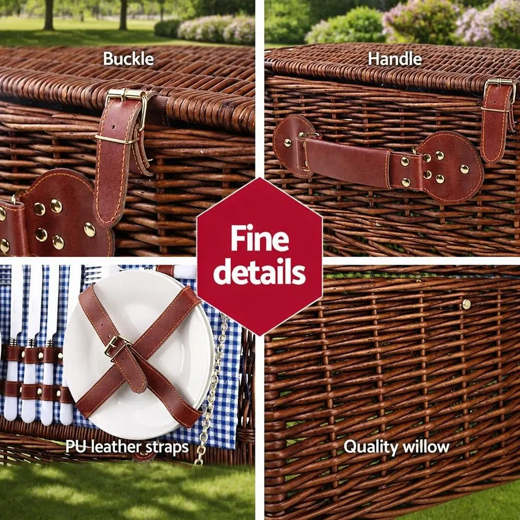 4 Person Picnic Basket Set with Insulated Cooler