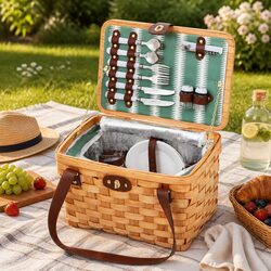 Premium 2 Person Picnic Basket with Cooler and Cutlery