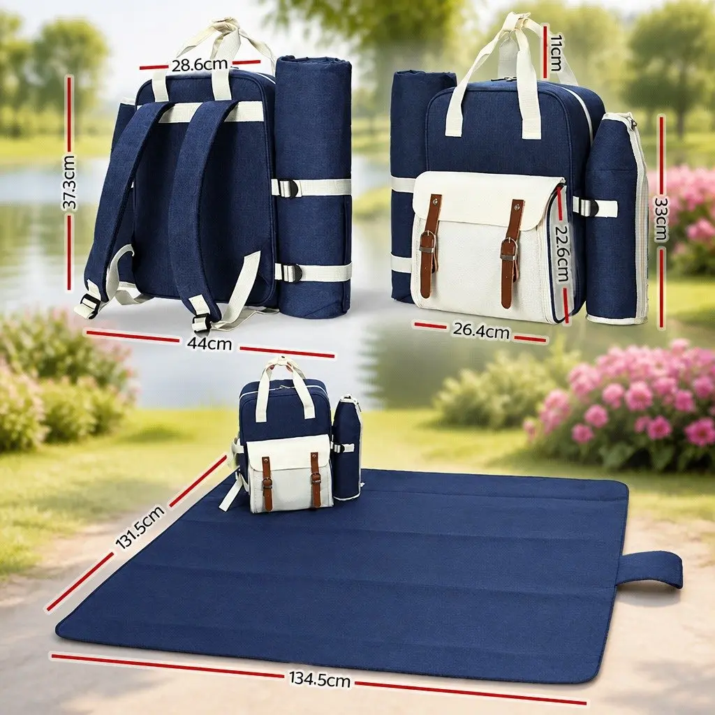 4-Person Picnic Backpack with Insulated Cooler