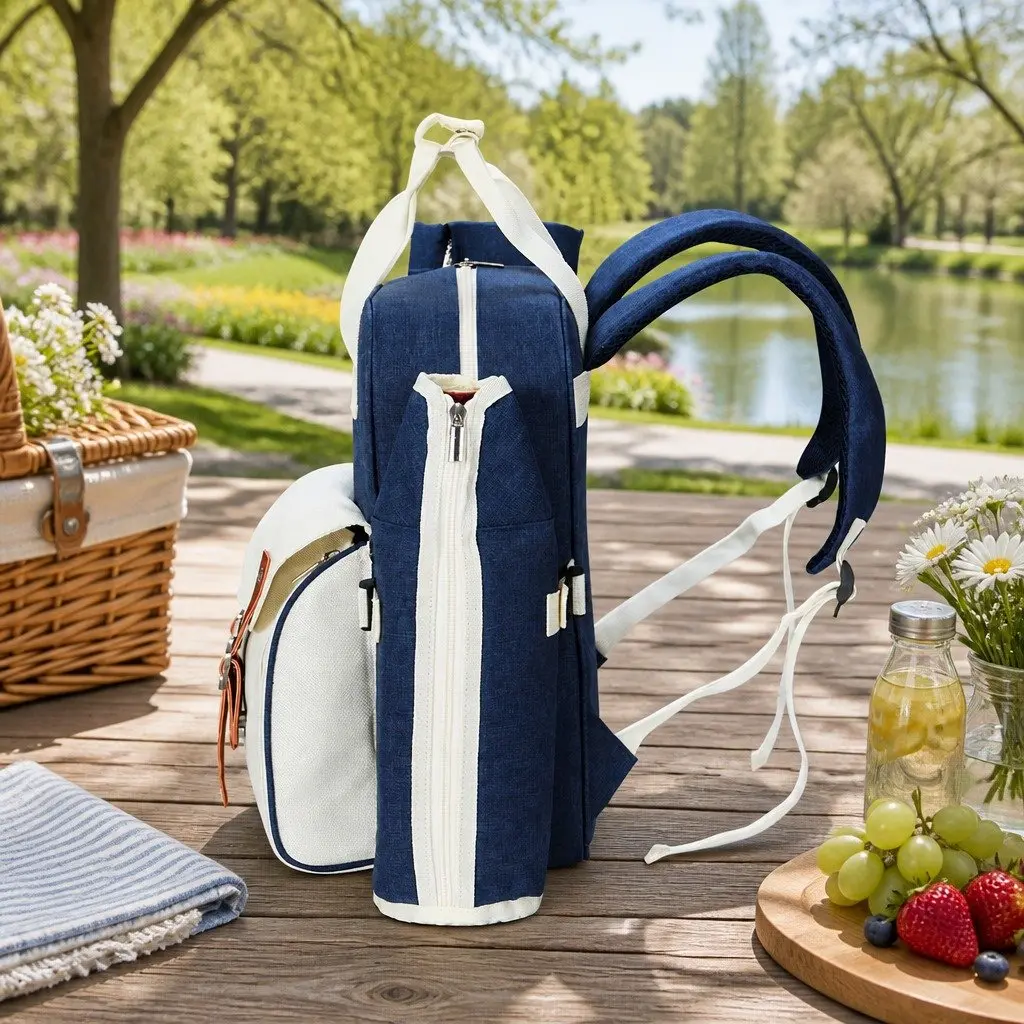 4-Person Picnic Backpack with Insulated Cooler