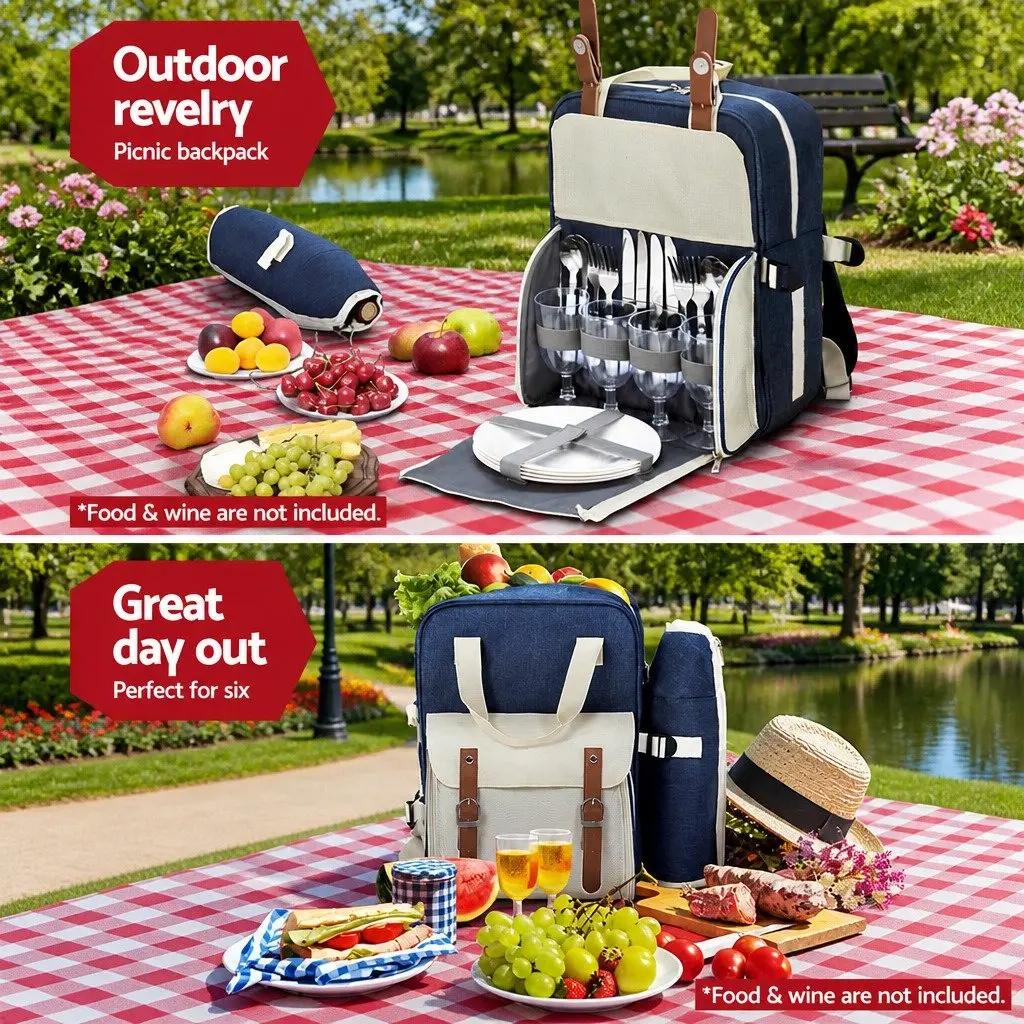 4-Person Picnic Backpack with Insulated Cooler