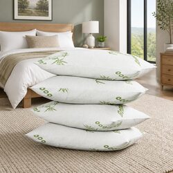 Bamboo Pillow 4 Pack Medium Firm Firm White Family Hotel Bedding Set