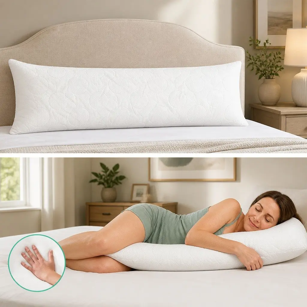 Memory Foam Body Support Pillow with Bamboo Cover