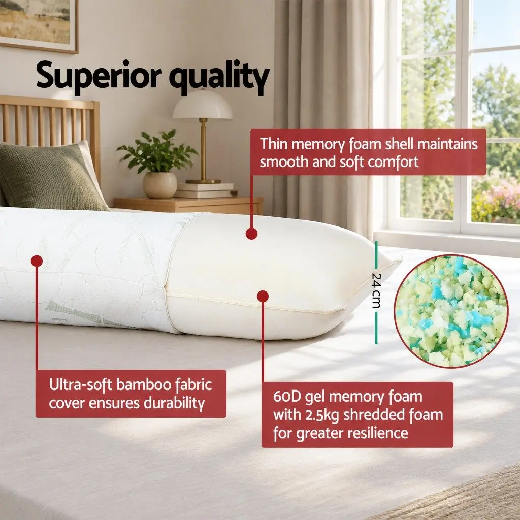 Memory Foam Body Support Pillow with Bamboo Cover