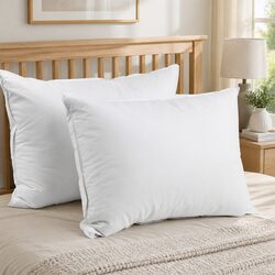 Duck Feather Down Pillow Twin Pack White Bedroom Sleep Comfort Pillows Set