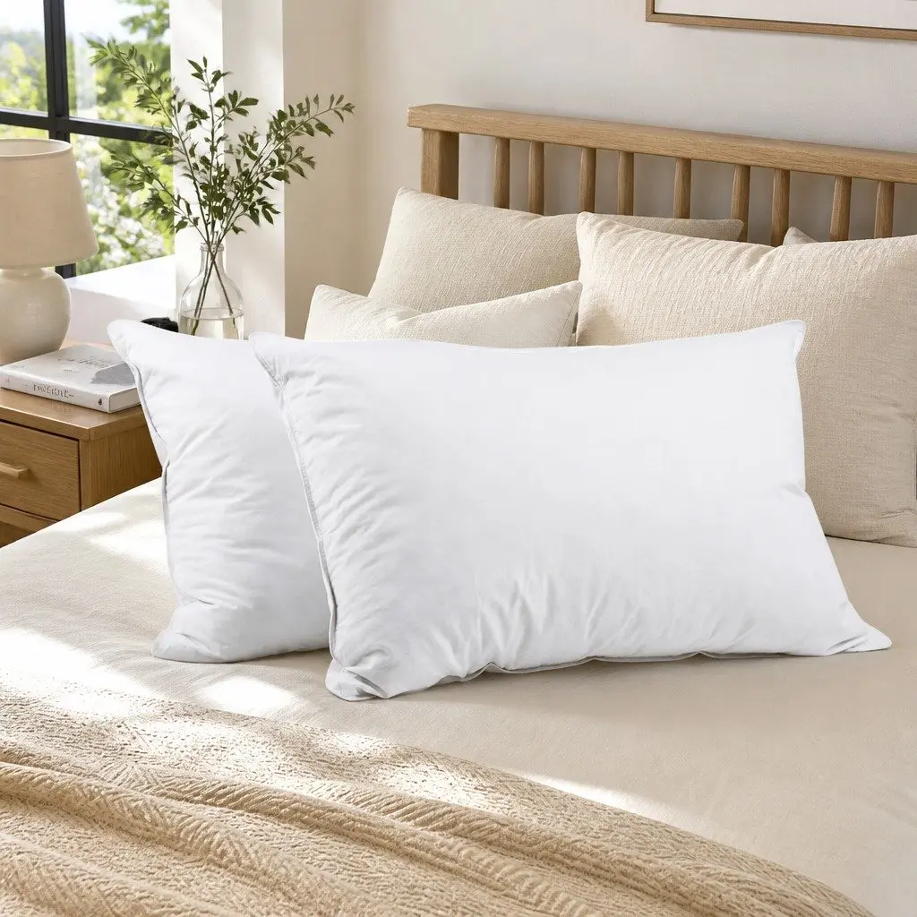Duck Feather Down Pillow Twin Pack White