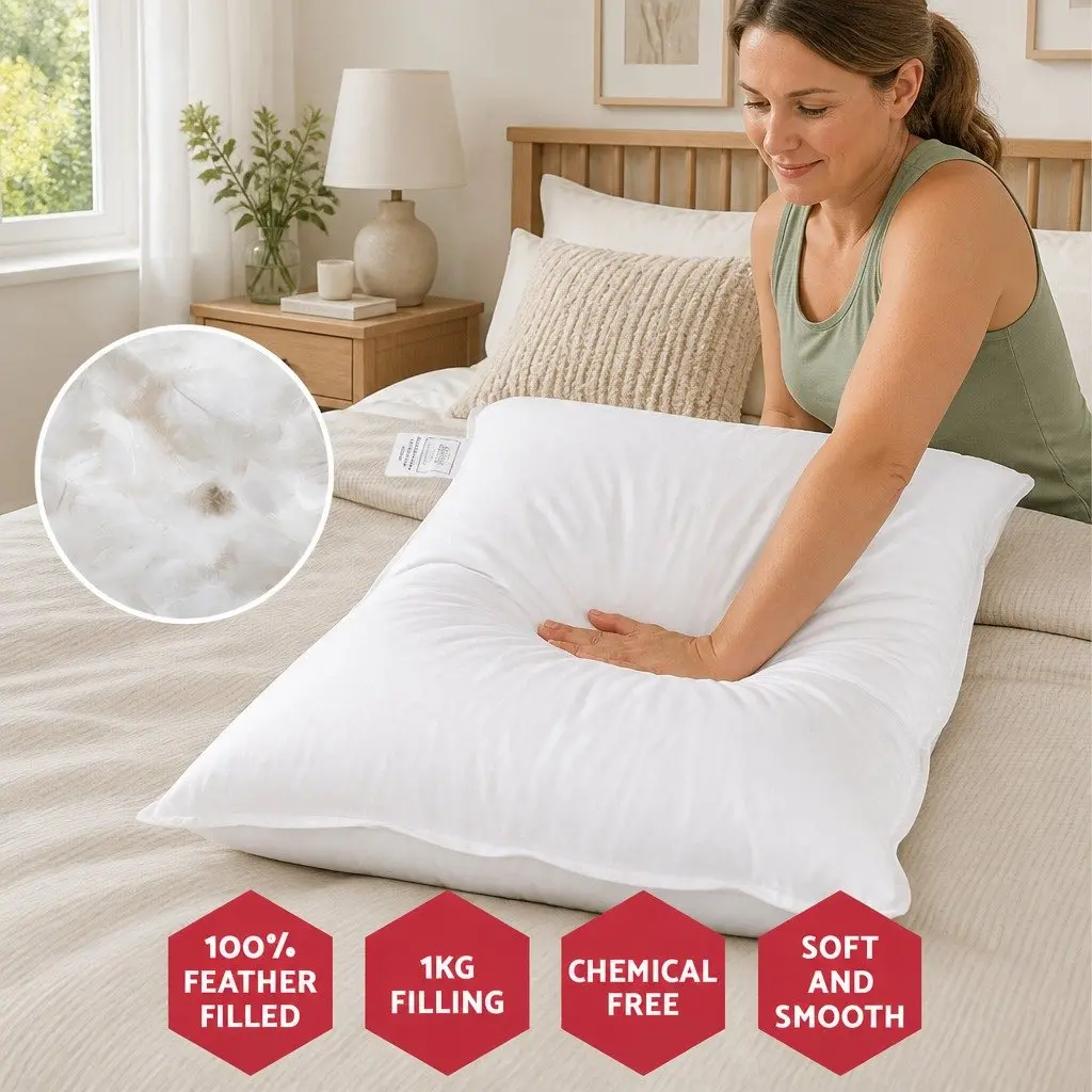 Duck Feather Down Pillow Twin Pack White