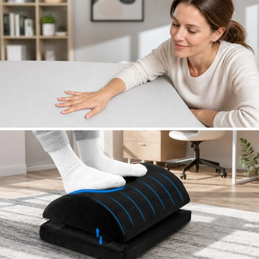 Ergonomic Adjustable Memory Foam Footrest Cushion
