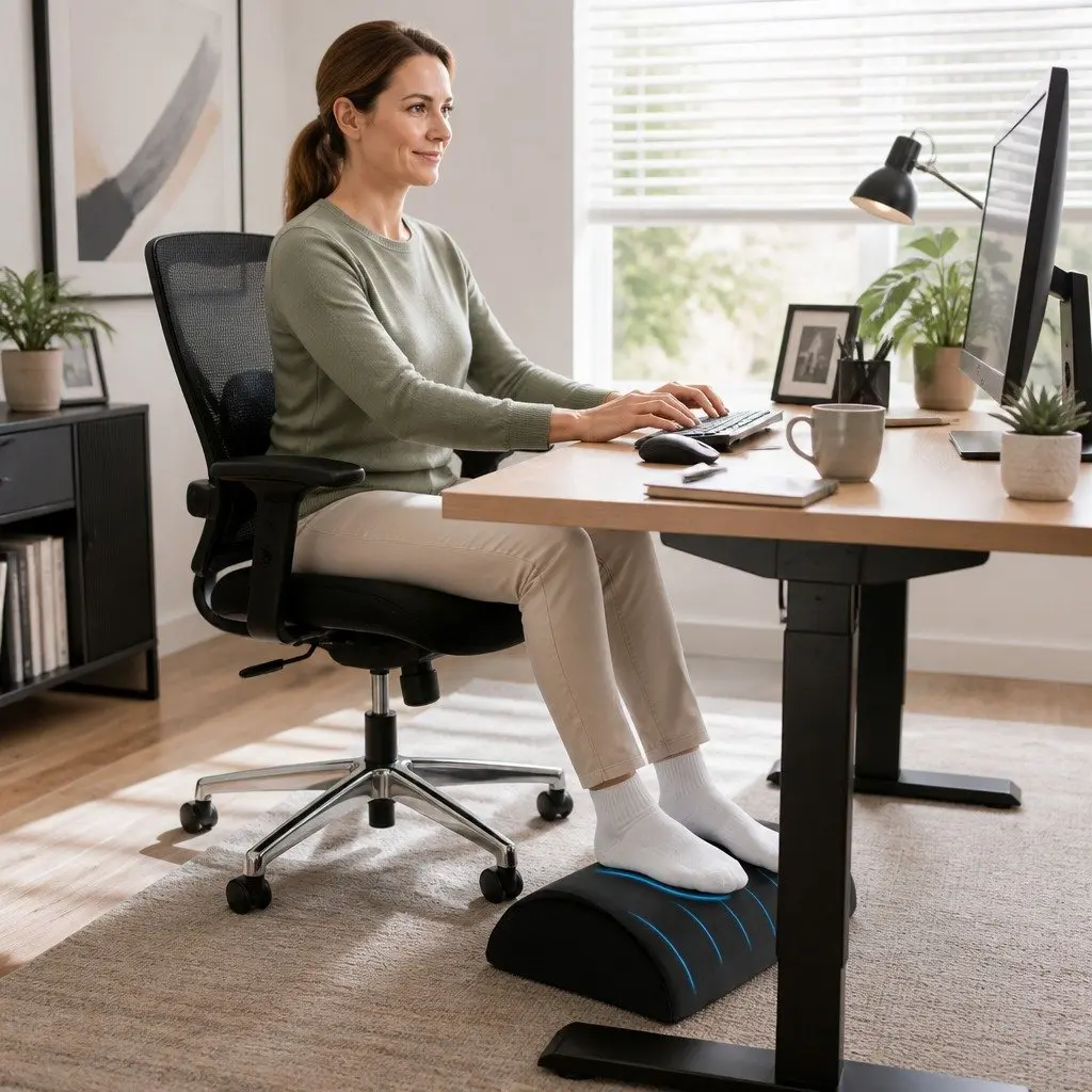 Memory Foam Footrest Cushion Pillow Black 43cm x 26cm x 12cm