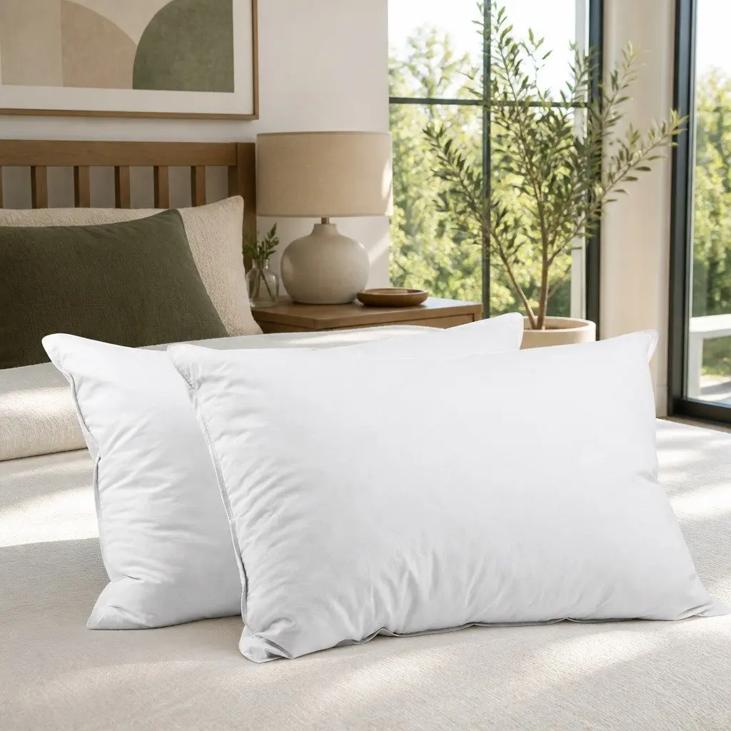 Goose Feather Down Pillow Twin Pack White 1kg