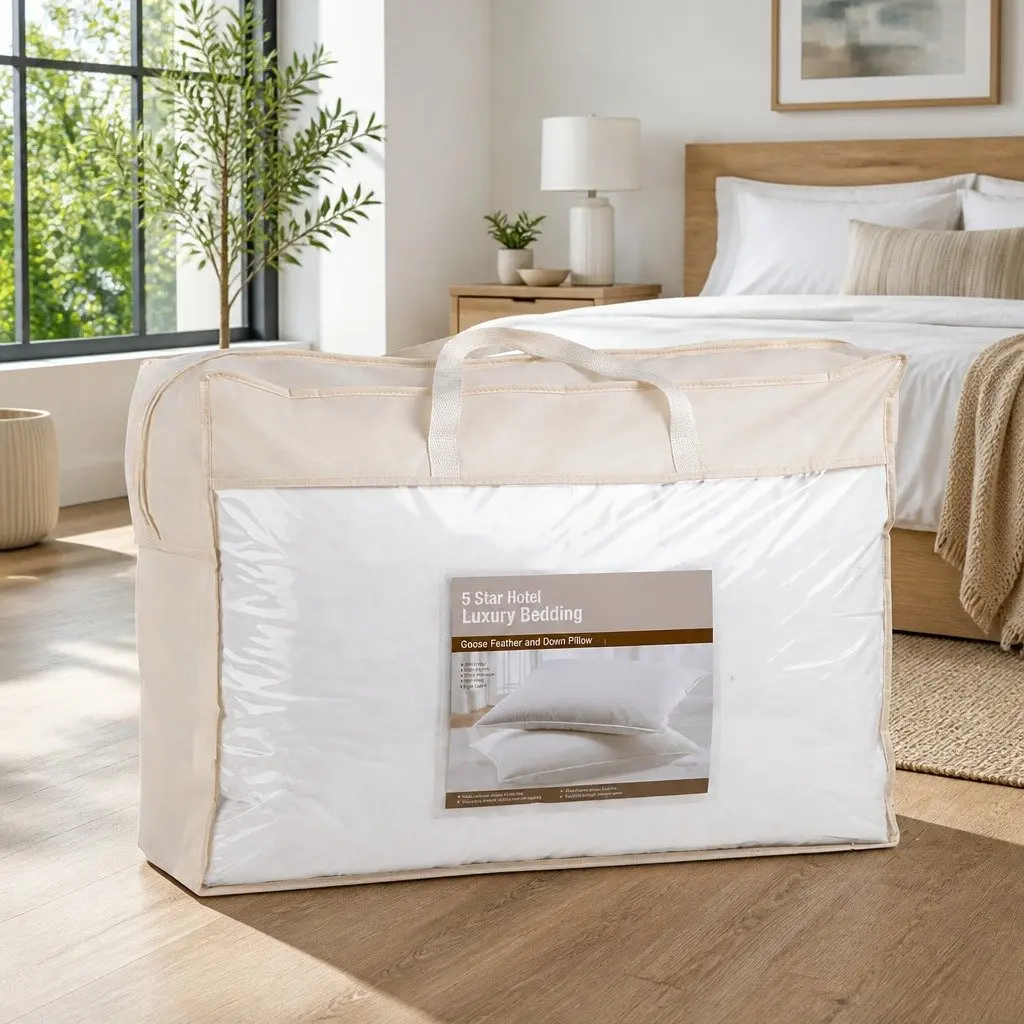 Goose Feather Down Pillow Twin Pack White 1kg