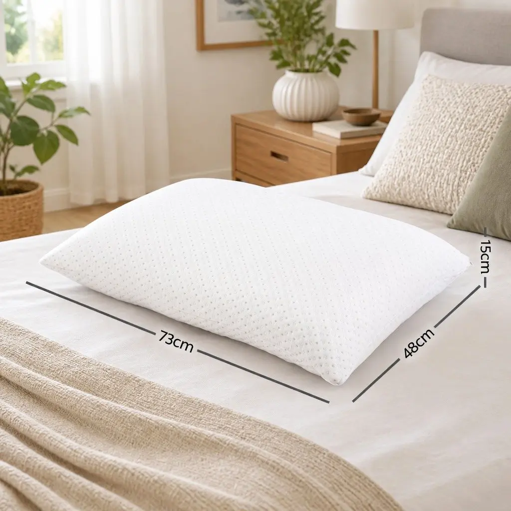 Memory Foam Pillow Shredded Gel-Infused Bamboo Cover 73cm x 48cm White Twin Pack