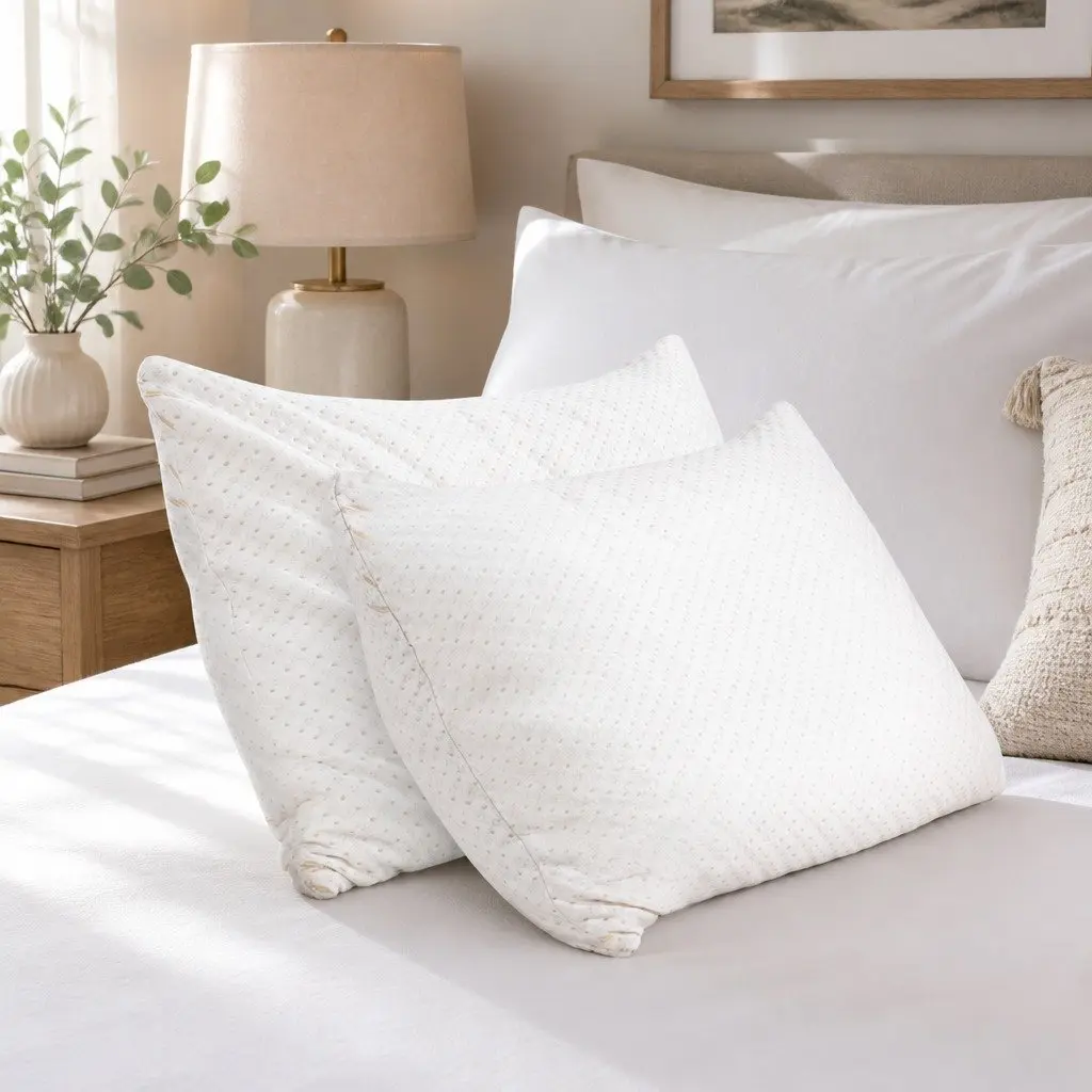 Memory Foam Pillow Shredded Gel-Infused Bamboo Cover 73cm x 48cm White Twin Pack