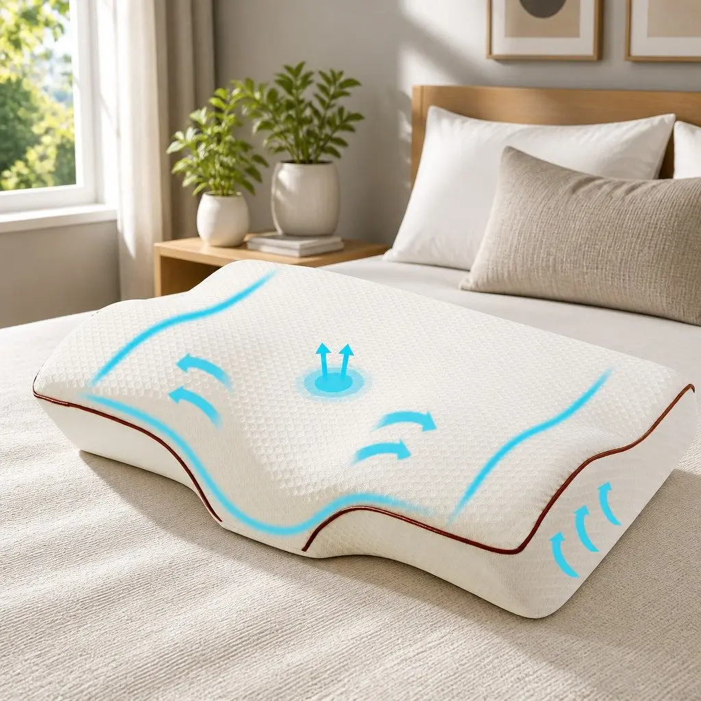 Memory Foam Pillow Ergonomic Butterfly Neck Cervical Support Dual Height