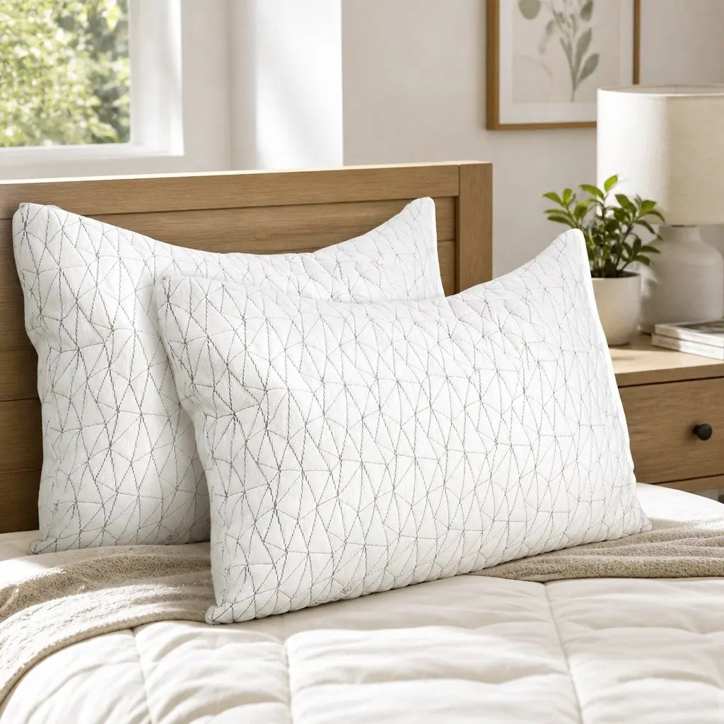 Memory Foam Pillow Gel-Infused Standard Size Twin Pack White