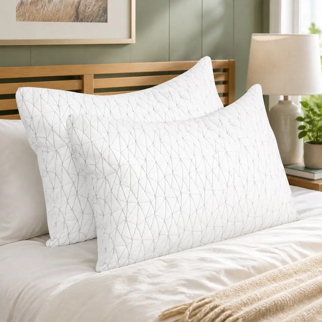 Memory Foam Pillow Gel-Infused Standard Size Twin Pack White