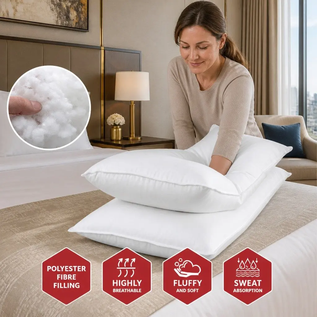 Bed Pillow Set 4 Pack Family Hotel Standard 48x73cm Firm Medium Pillows