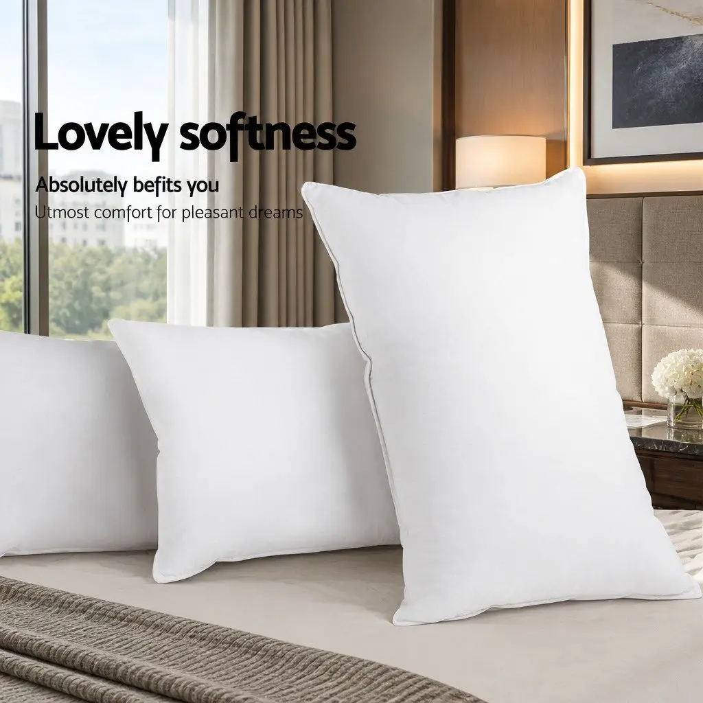 Bed Pillow Set 4 Pack Family Hotel Standard 48x73cm Firm Medium Pillows