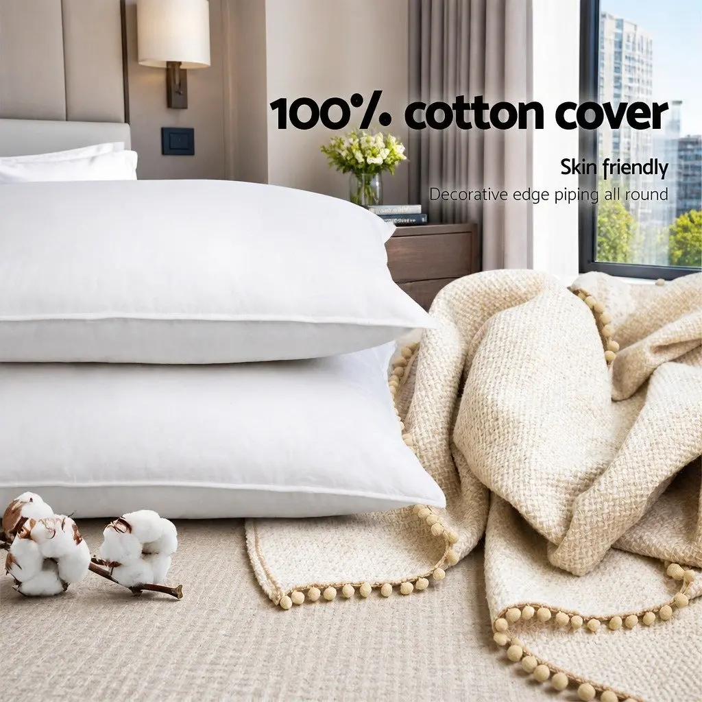 Bed Pillow Set 4 Pack Family Hotel Standard 48x73cm Firm Medium Pillows